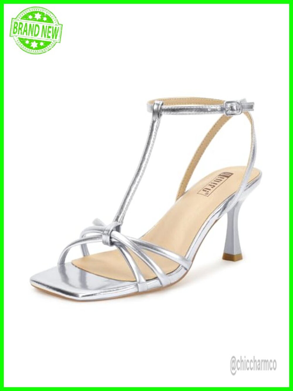 Strappy Heels High Stiletto Heeled Sandals T-Strap Slingback Square Toe Dress